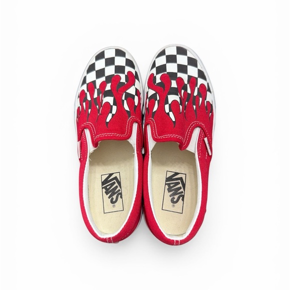 Vans Shoes - Vans Red Flame Checkered Slip-On Shoes